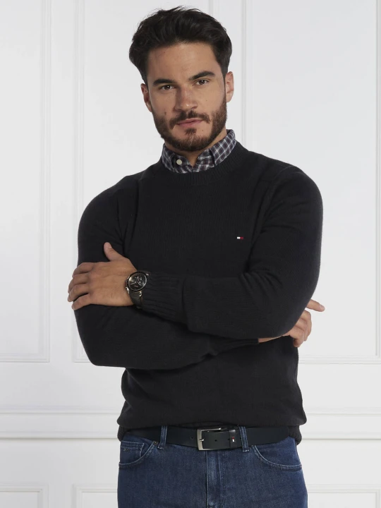Zdjęcie produktu Tommy Hilfiger Wełniany sweter MULTI HTR MERINO CREW NECK | Regular Fit