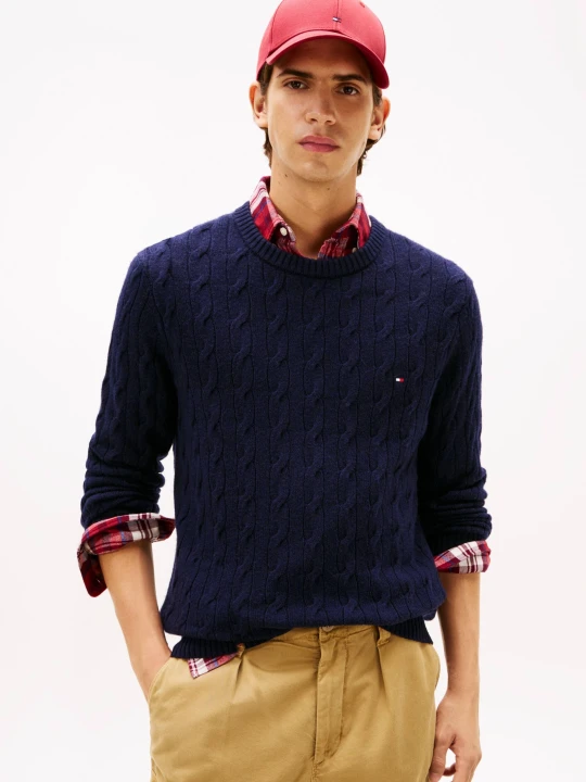 Zdjęcie produktu Tommy Hilfiger Wełniany sweter | Regular Fit granatowy