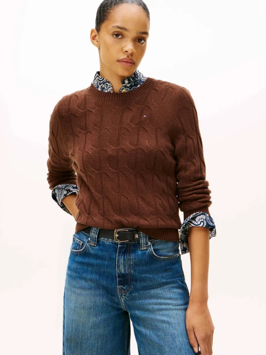 Zdjęcie produktu Tommy Hilfiger Wełniany sweter | Regular Fit brązowy