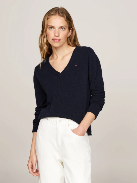 Zdjęcie produktu Tommy Hilfiger Wełniany sweter | Regular Fit granatowy