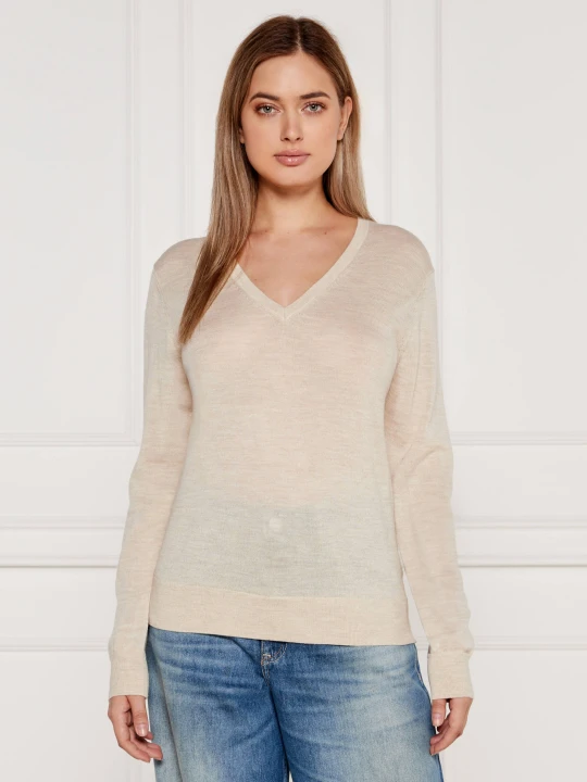 Zdjęcie produktu Tommy Hilfiger Wełniany sweter | Regular Fit kremowy