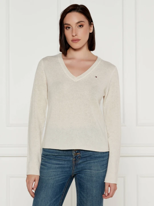 Zdjęcie produktu Tommy Hilfiger Wełniany sweter | Regular Fit beżowy