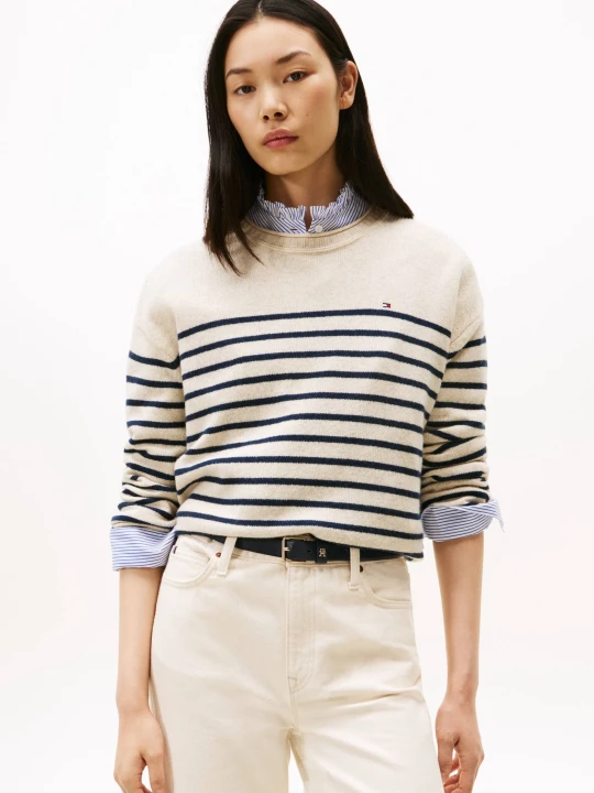 Zdjęcie produktu Tommy Hilfiger Wełniany sweter | Relaxed fit beżowy