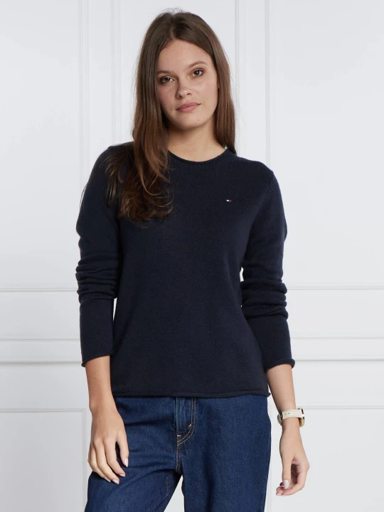 Zdjęcie produktu Tommy Hilfiger Wełniany sweter SOFT C-NK | Regular Fit granatowy