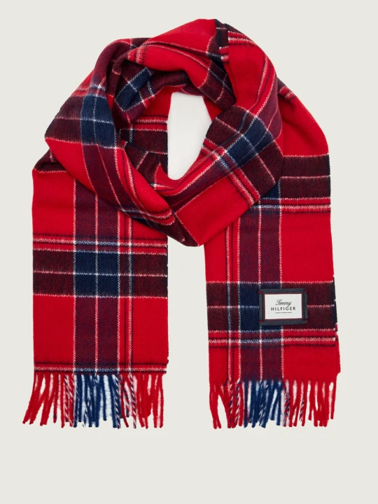 Zdjęcie produktu Tommy Hilfiger Wełniany szal czerwony