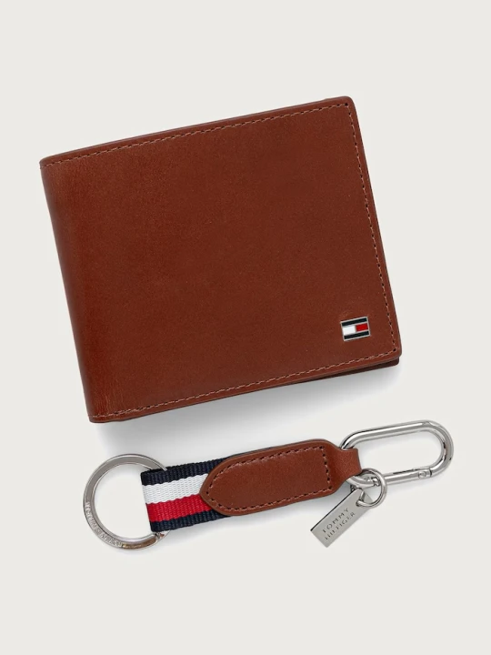 Zdjęcie produktu Tommy Hilfiger zestaw portfel i brelok męski skórzany brązowy
