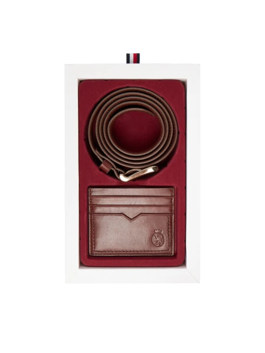 Zdjęcie produktu Tommy Hilfiger Zestaw etui na karty i pasek Th Crest Belt And Cc Holder AM0AM13934 Brązowy