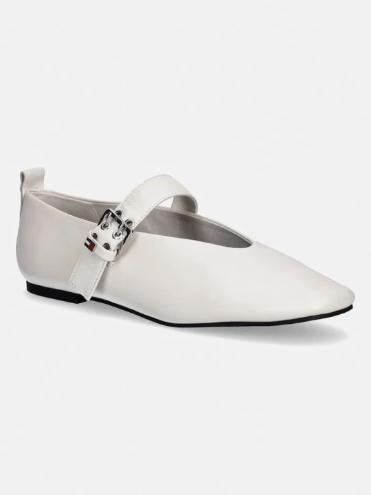 Zdjęcie produktu Tommy Jeans baleriny skórzane TJW BALLERINA BUCKLE beżowy