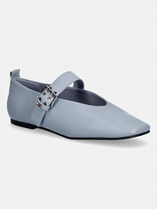 Zdjęcie produktu Tommy Jeans baleriny skórzane TJW BALLERINA BUCKLE niebieski