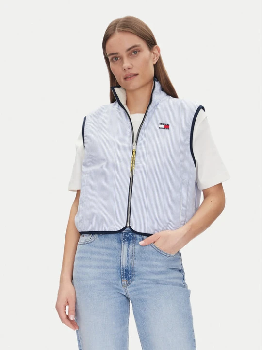 Zdjęcie produktu Tommy Jeans Bezrękawnik Tjw Reversible Teddy Vest DW0DW20233 Błękitny Regular Fit Niebieski jasny