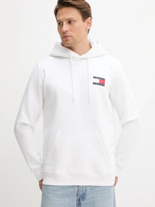 Zdjęcie produktu Tommy Jeans bluza z kapturem męska z bawełną biały