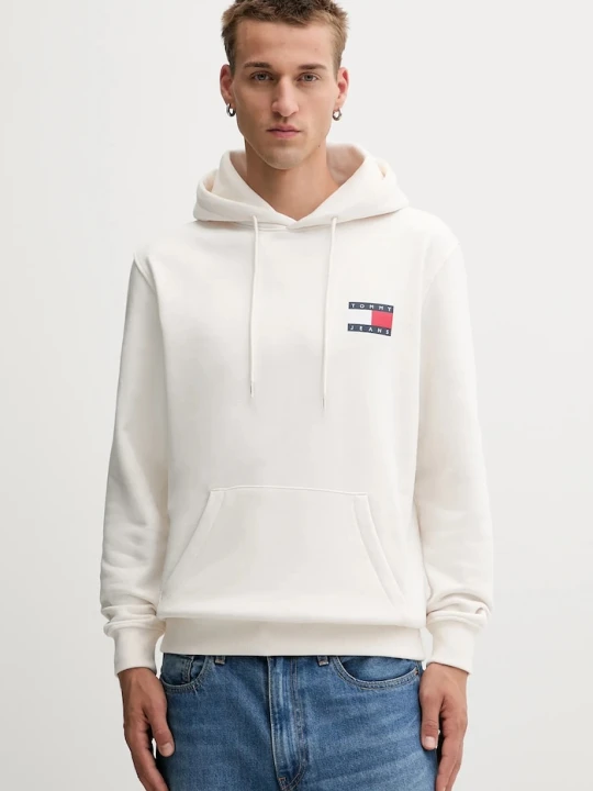 Zdjęcie produktu Tommy Jeans bluza z kapturem męska z bawełną beżowy