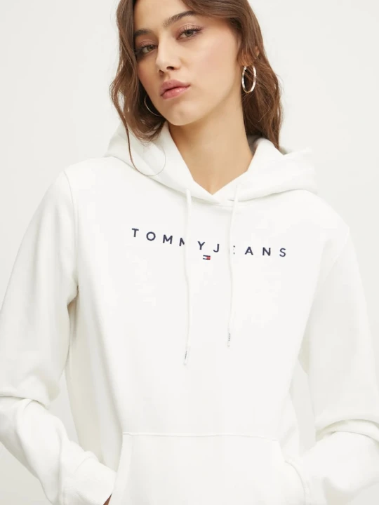 Zdjęcie produktu Tommy Jeans bluza z kapturem damska bawełniana z elastanem biały