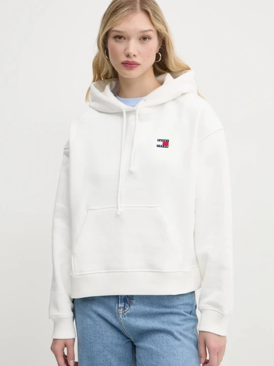 Zdjęcie produktu Tommy Jeans bluza z kapturem damska bawełniana beżowy
