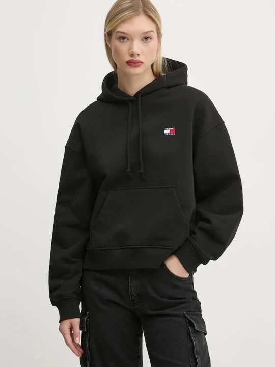 Zdjęcie produktu Tommy Jeans bluza z kapturem damska bawełniana czarny