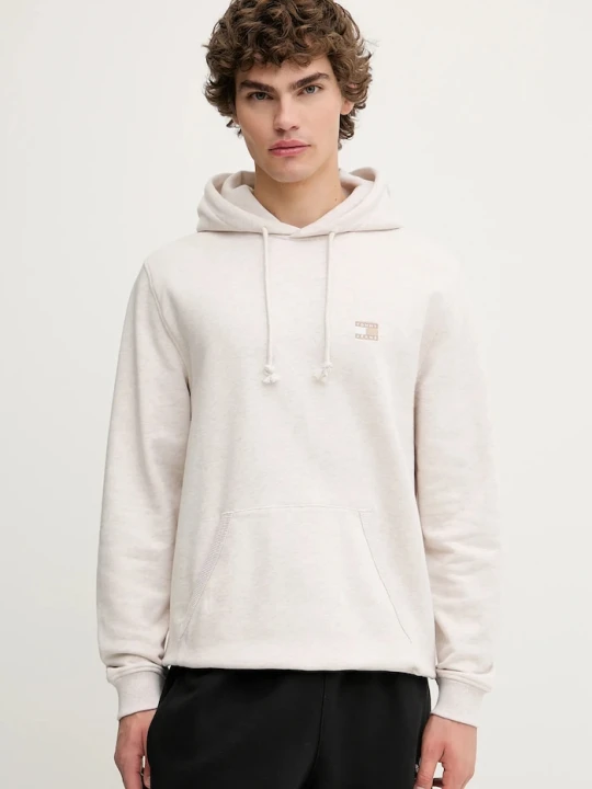 Zdjęcie produktu Tommy Jeans bluza z kapturem męska bawełniana beżowy