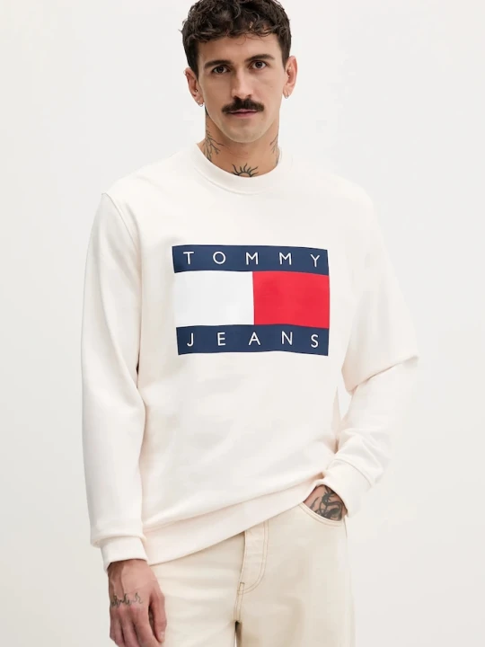 Zdjęcie produktu Tommy Jeans bluza męska bawełniana beżowy