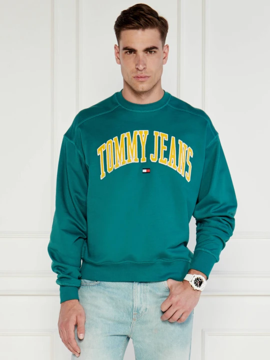 Zdjęcie produktu Tommy Jeans Bluza BOXY POP VARSITY CREW | Relaxed fit turkusowy