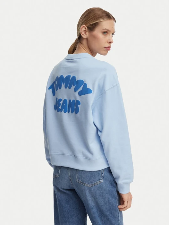 Zdjęcie produktu Tommy Jeans Bluza Bubble Logo DW0DW22366 Niebieski jasny Boxy Fit
