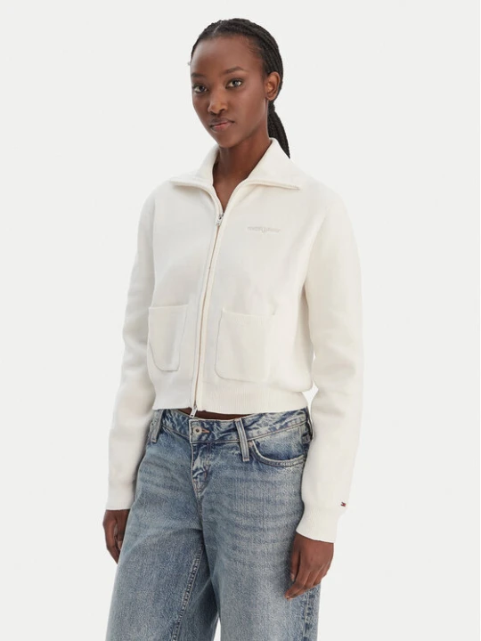 Zdjęcie produktu Tommy Jeans Bluza Cozy Sript DW0DW22029 Écru Regular Fit Kremowy