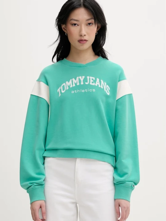 Zdjęcie produktu Tommy Jeans bluza damska bawełniana turkusowy