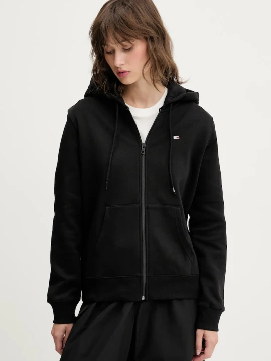 Zdjęcie produktu Tommy Jeans bluza rozpinana damska z bawełną czarny