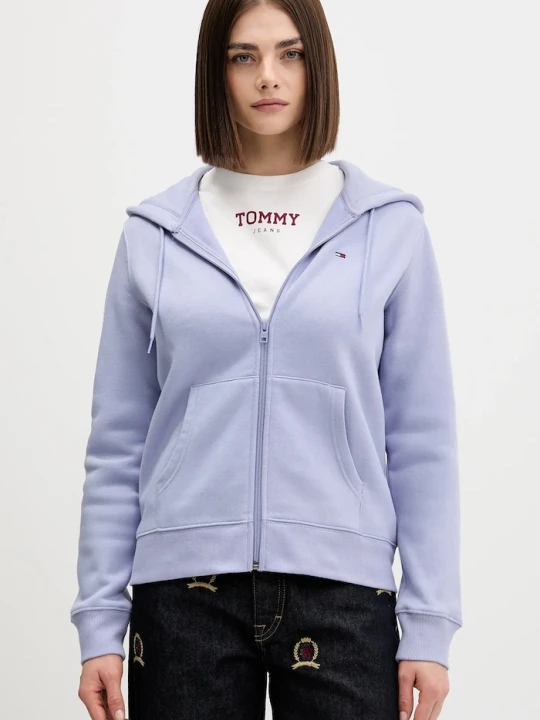 Zdjęcie produktu Tommy Jeans bluza rozpinana damska z bawełną fioletowy
