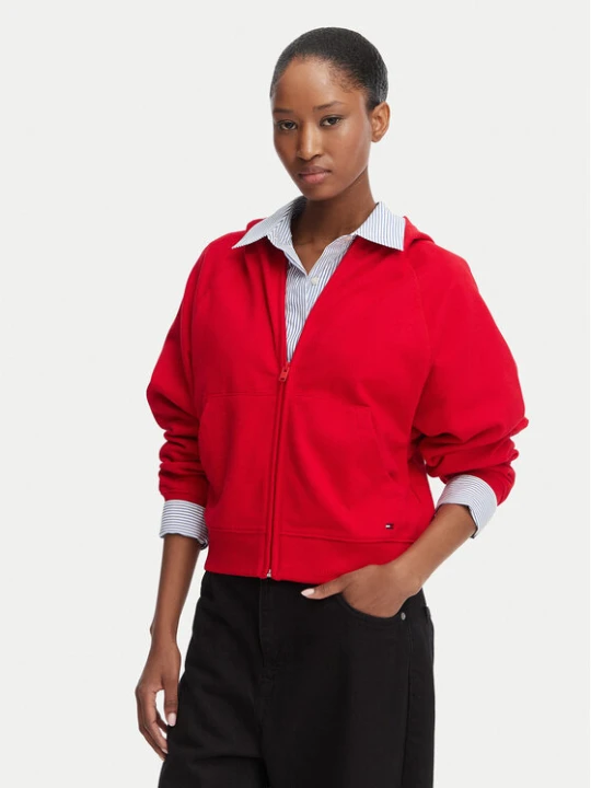Zdjęcie produktu Tommy Jeans Bluza Flag DW0DW22834 Czerwony Boxy Fit
