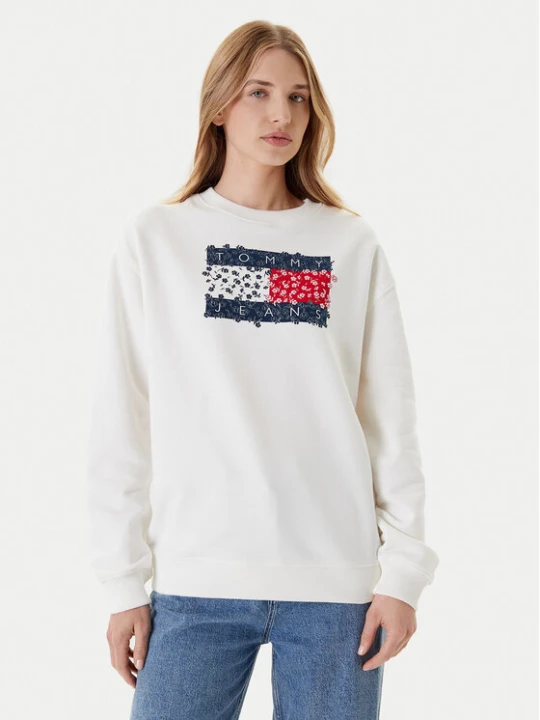 Zdjęcie produktu Tommy Jeans Bluza Floral Flag DW0DW20933 Biały Relaxed Fit