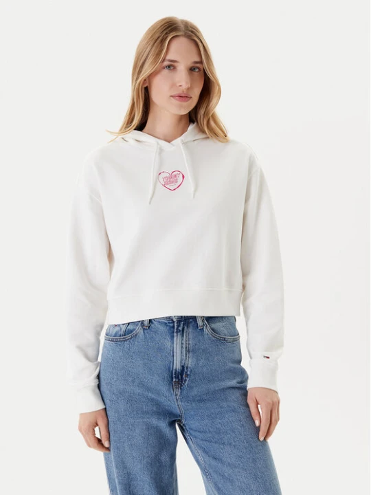 Zdjęcie produktu Tommy Jeans Bluza Heart DW0DW21408 Biały Relaxed Fit