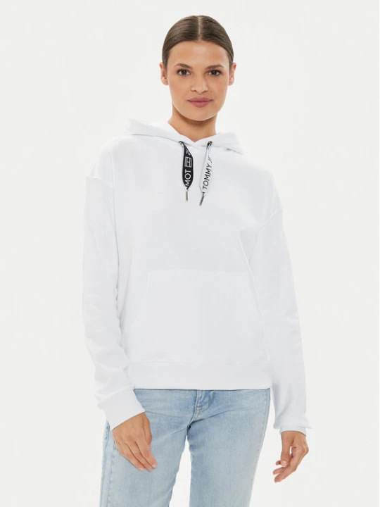 Zdjęcie produktu Tommy Jeans Bluza Logo Drawcord DW0DW17794 Biały Boxy Fit