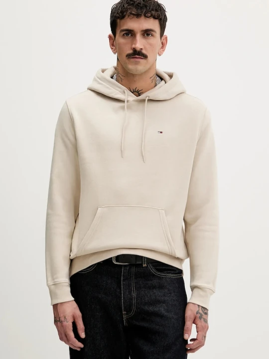 Zdjęcie produktu Tommy Jeans bluza z kapturem męska z bawełną beżowy