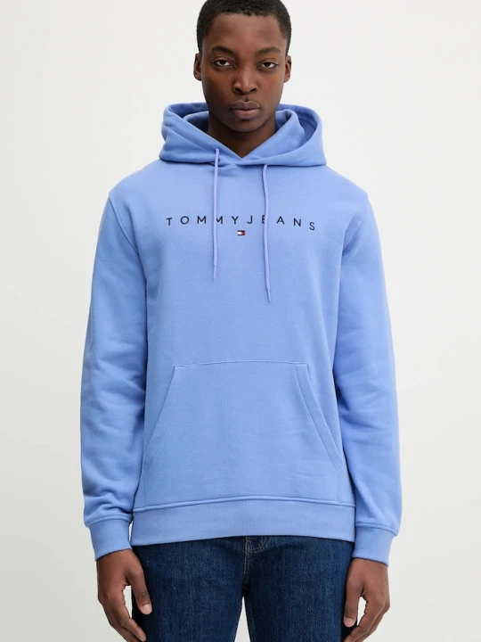 Zdjęcie produktu Tommy Jeans bluza z kapturem męska bawełniana fioletowy