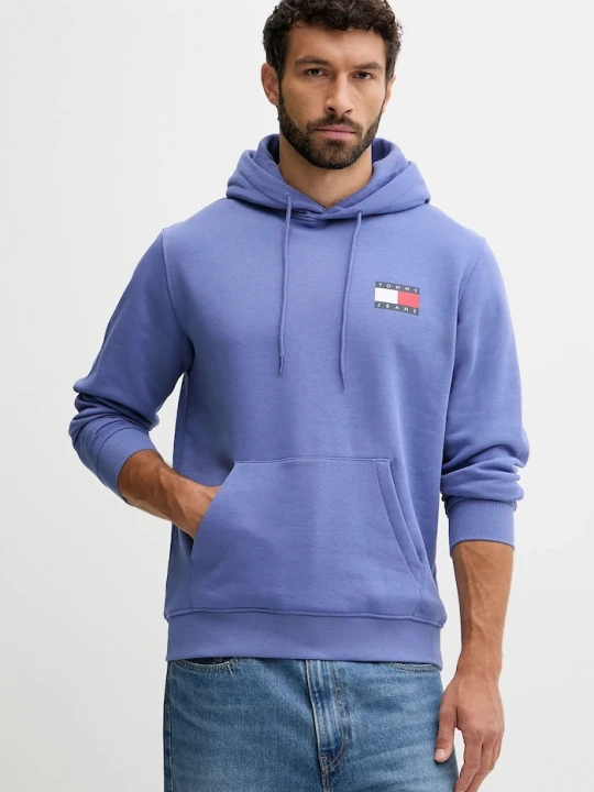 Zdjęcie produktu Tommy Jeans bluza z kapturem męska z bawełną niebieski