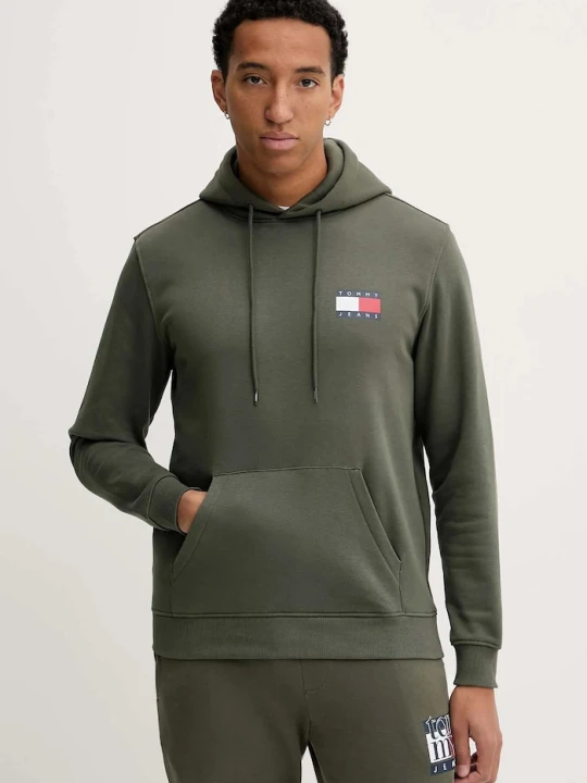 Zdjęcie produktu Tommy Jeans bluza z kapturem męska z bawełną zielony