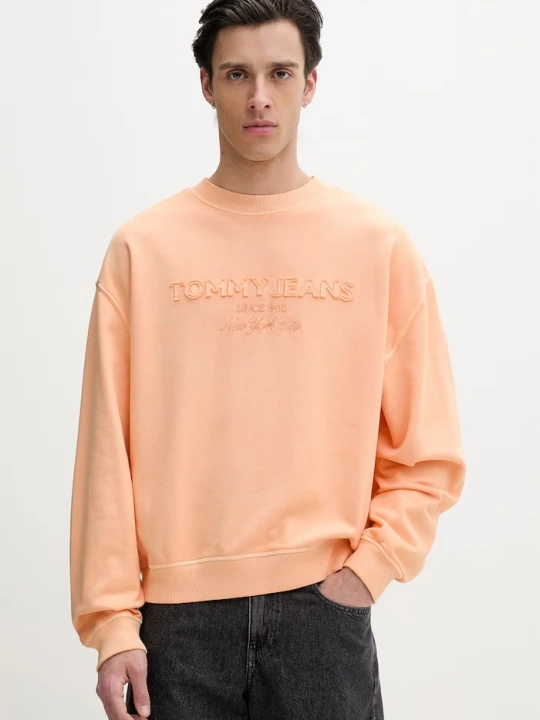 Zdjęcie produktu Tommy Jeans bluza męska z bawełną pomarańczowy