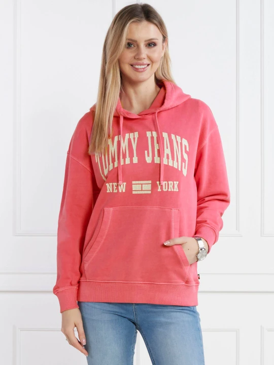 Zdjęcie produktu Tommy Jeans Bluza TJW RLX WASHED VARSITY HOOD EXT | Relaxed fit różowy