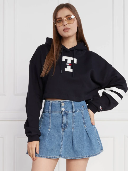 Zdjęcie produktu Tommy Jeans Bluza TJW SP CRP LETTERMAN FLAG HOODIE | Cropped Fit granatowy