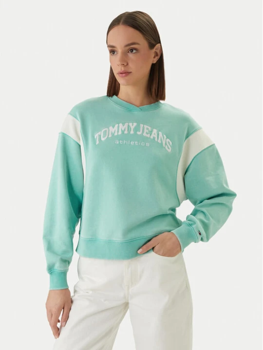Zdjęcie produktu Tommy Jeans Bluza Varsity Crew DW0DW22365 Zielony Regular Fit