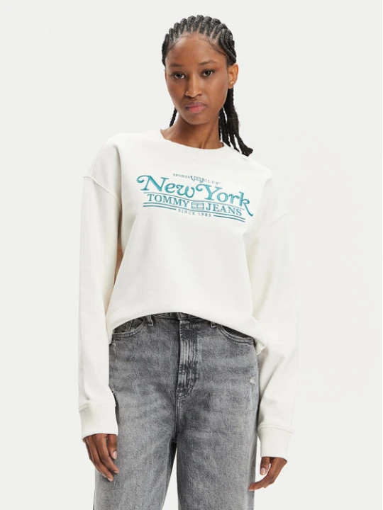 Zdjęcie produktu Tommy Jeans Bluza Varsity DW0DW17786 Écru Boxy Fit Kremowy