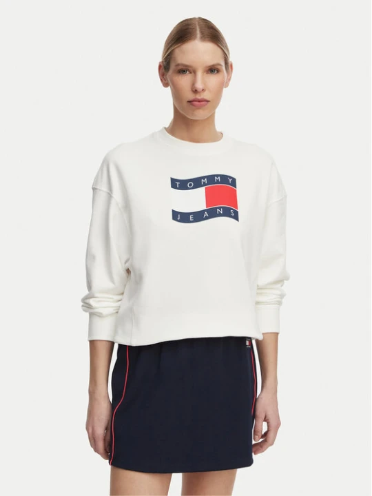 Zdjęcie produktu Tommy Jeans Bluza Wavy Flag DW0DW22742 Biały Boxy Fit