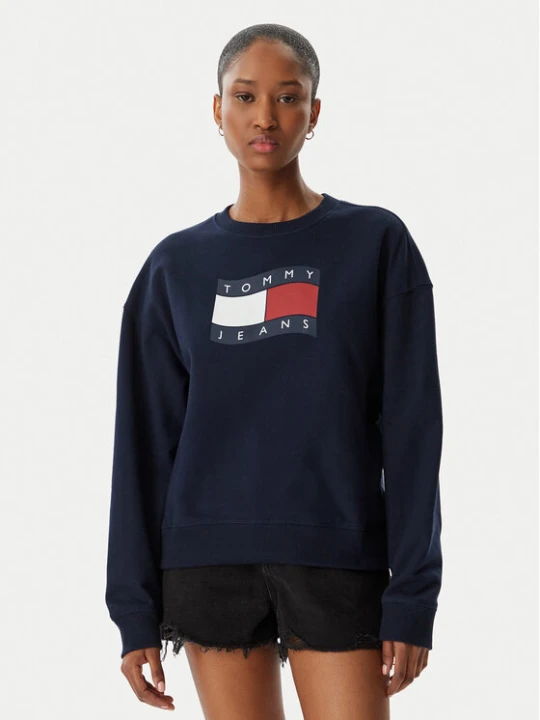 Zdjęcie produktu Tommy Jeans Bluza Wavy Flag DW0DW22742 Granatowy Boxy Fit