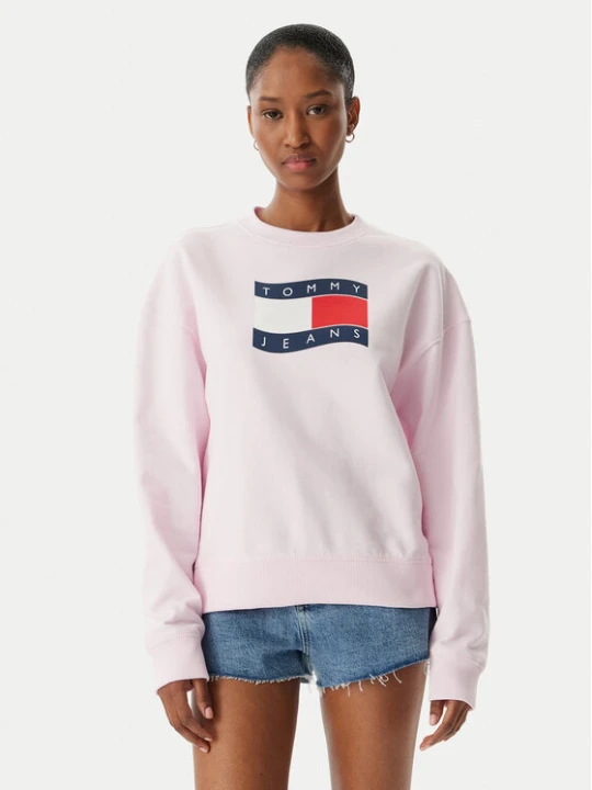 Zdjęcie produktu Tommy Jeans Bluza Wavy Flag DW0DW22742 Różowy jasny Boxy Fit