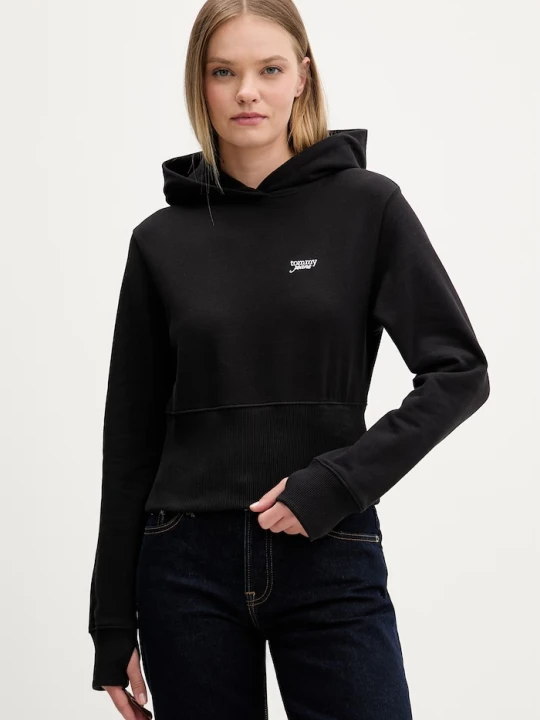 Zdjęcie produktu Tommy Jeans bluza z kapturem damska bawełniana czarny