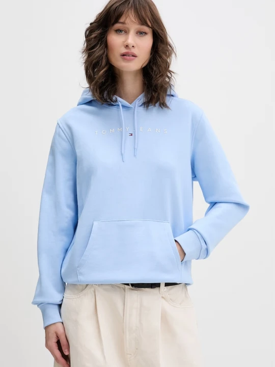 Zdjęcie produktu Tommy Jeans bluza z kapturem damska bawełniana z elastanem niebieski
