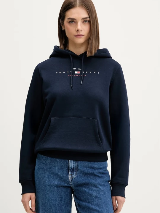 Zdjęcie produktu Tommy Jeans bluza z kapturem damska z bawełną granatowy