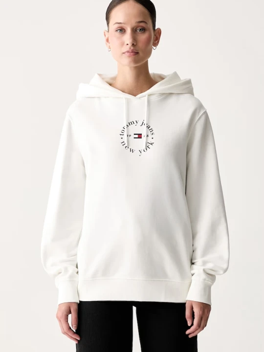 Zdjęcie produktu Tommy Jeans bluza z kapturem damska z bawełną biały