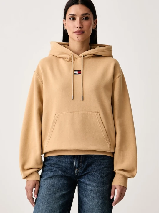 Zdjęcie produktu Tommy Jeans bluza z kapturem damska z bawełną beżowy