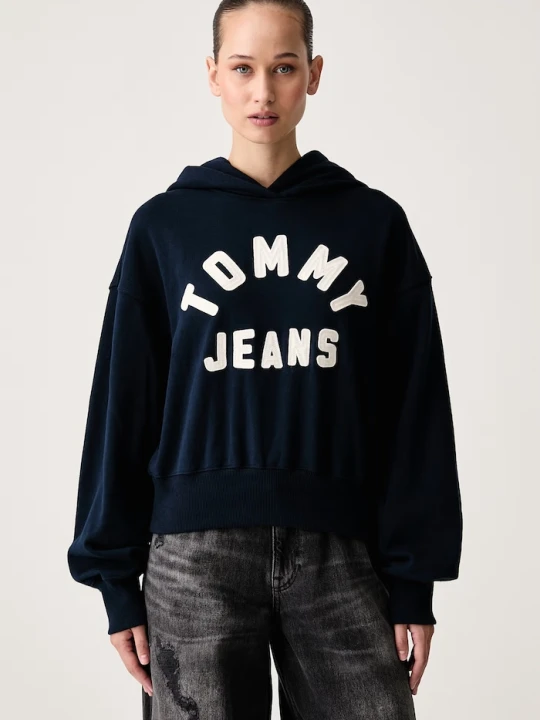 Zdjęcie produktu Tommy Jeans bluza z kapturem damska z bawełną granatowy