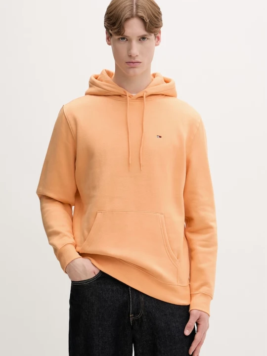 Zdjęcie produktu Tommy Jeans bluza z kapturem męska z bawełną pomarańczowy